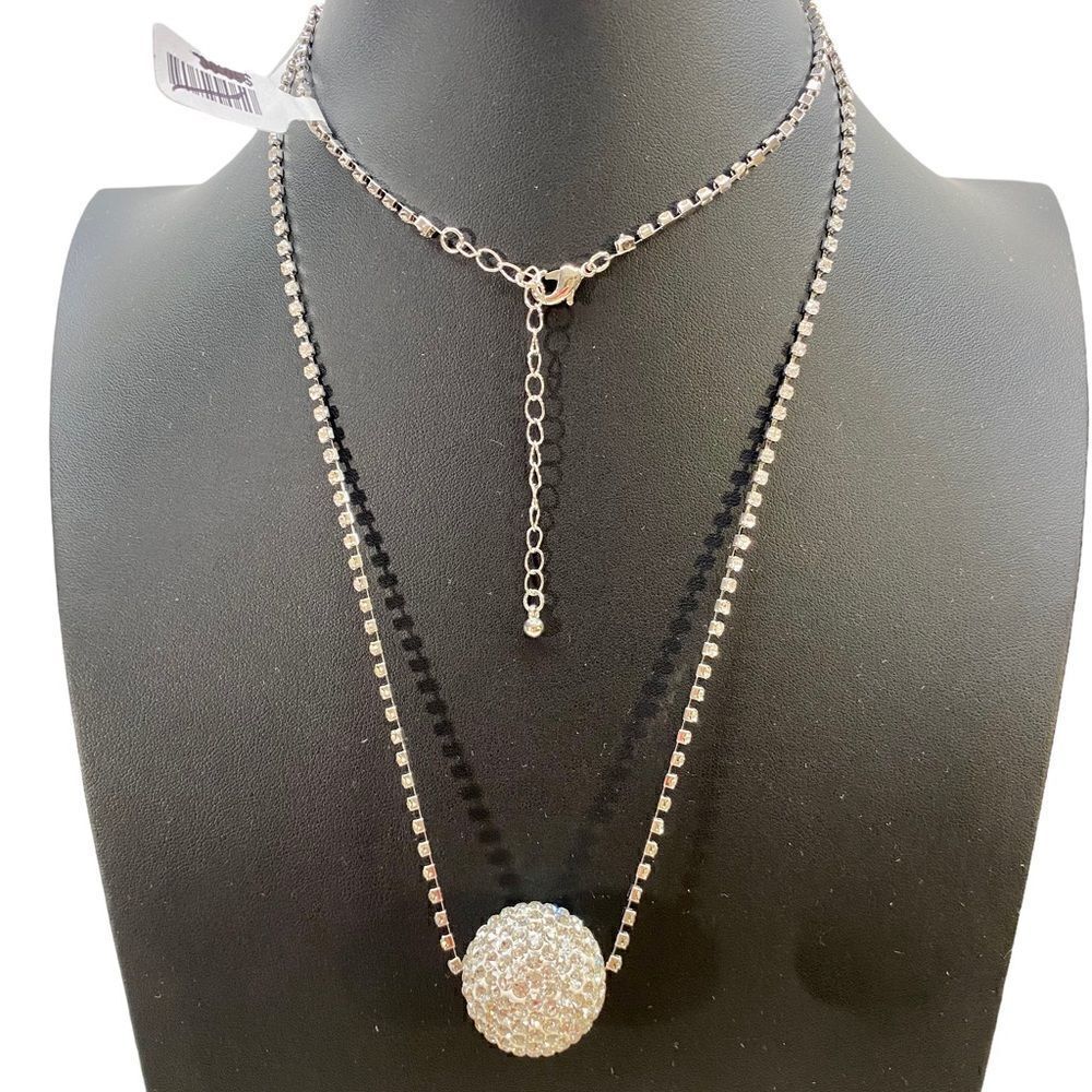 Glittery Rhinestone Ball on Long Rhinestone Chain.